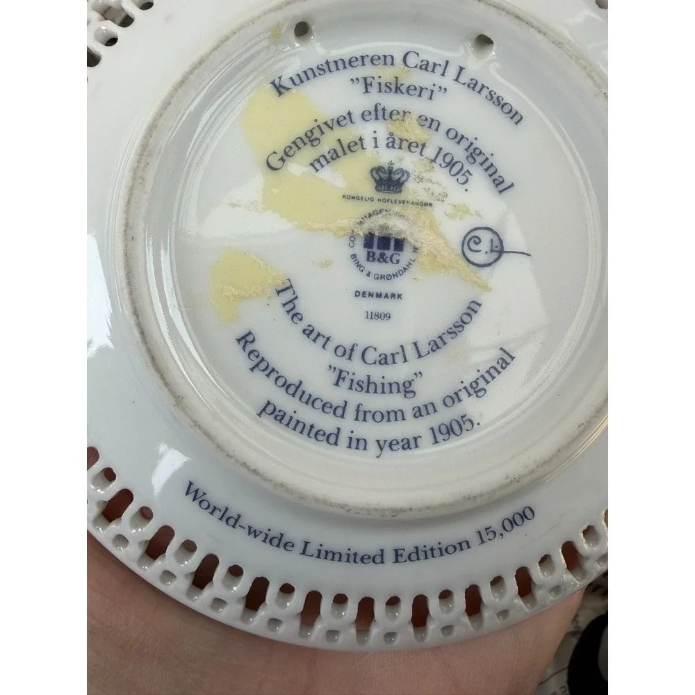 Bing & Grøndahl Fiskeri & Fishing the Art of Carl Larsson Small Decorative Plate